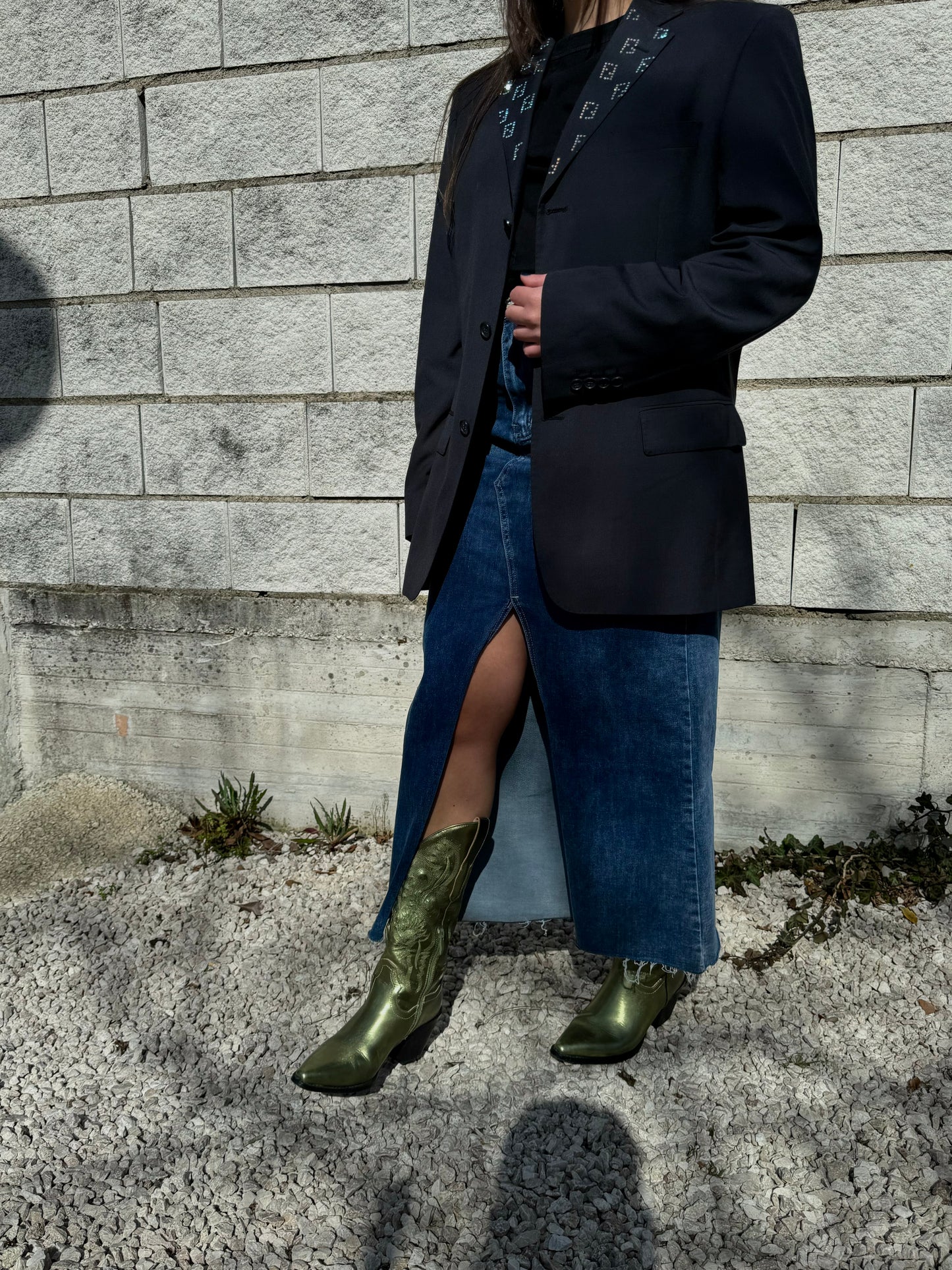 Blazer vintage rielaborato con rever logato “FF”