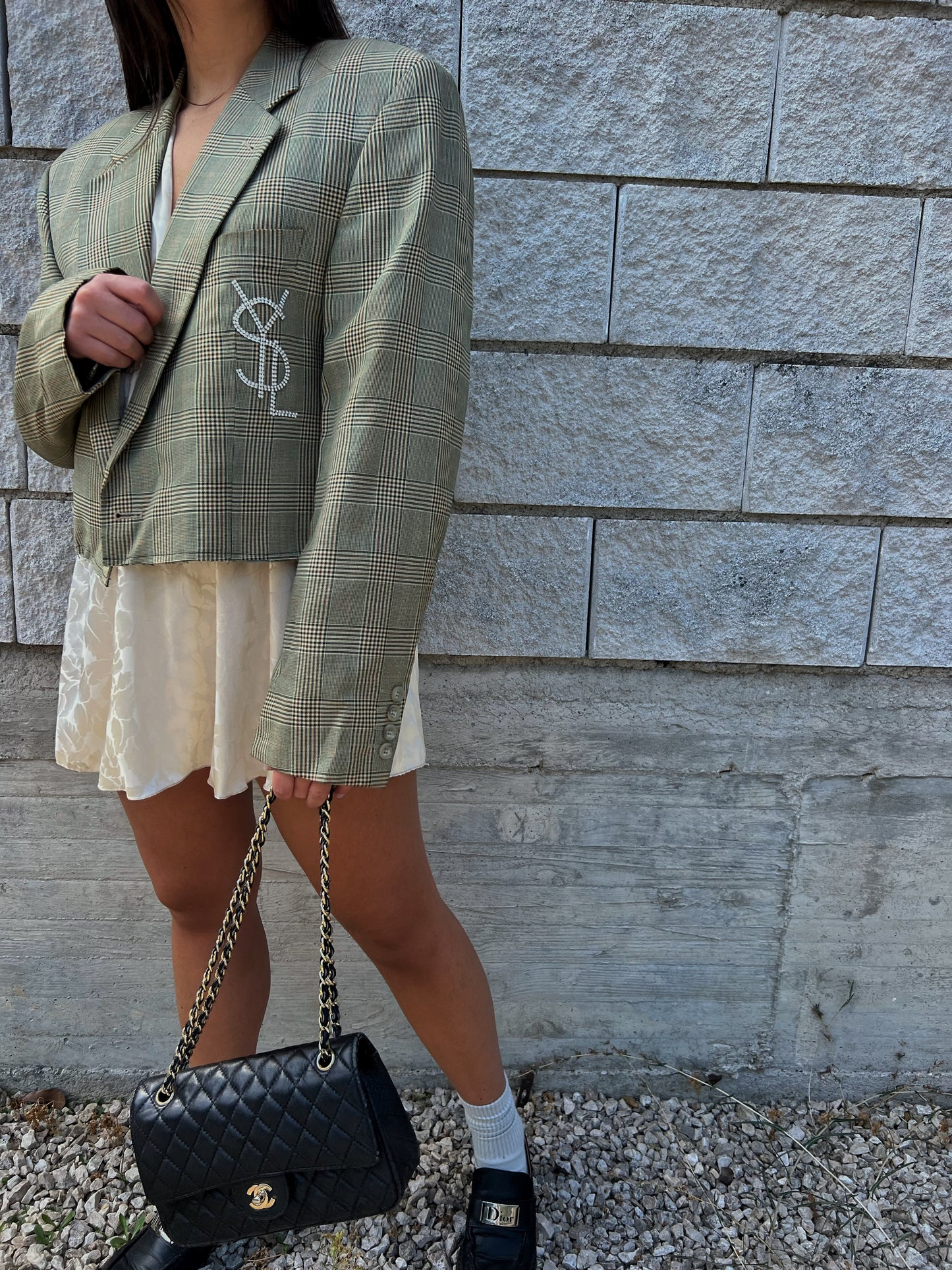 Blazer crop YSL originale vintage rielaborato
