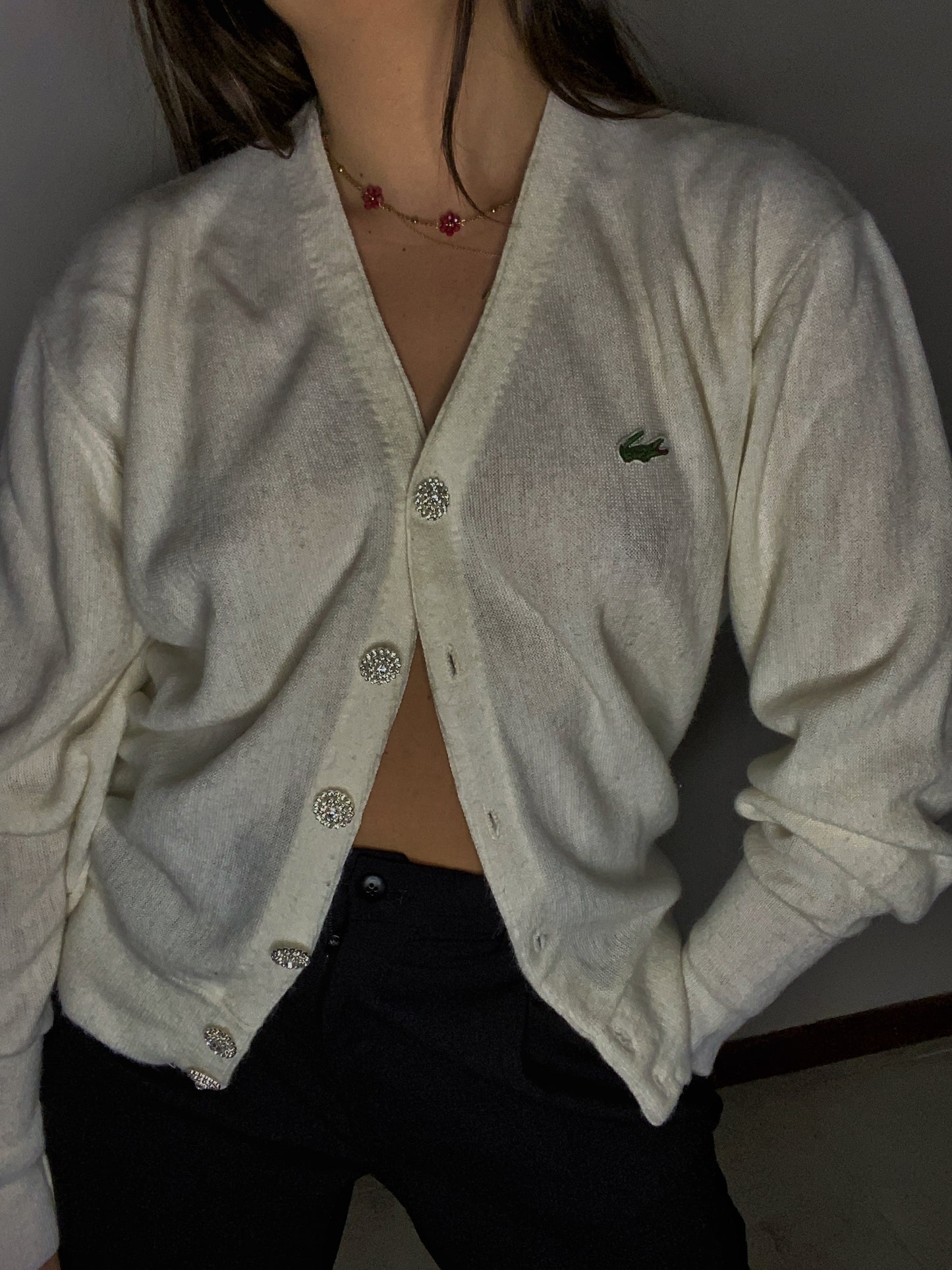 Cardigan vintage Lacoste rielaborato