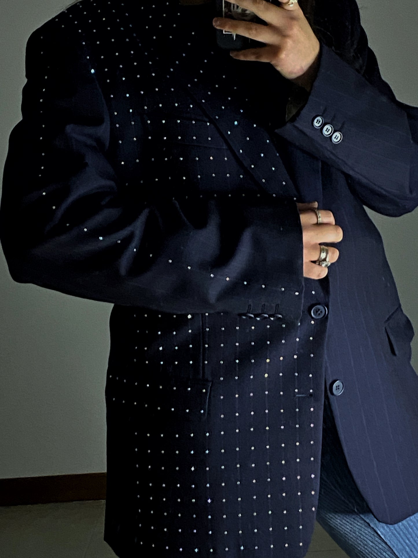 Blazer vintage blu rielaborato
