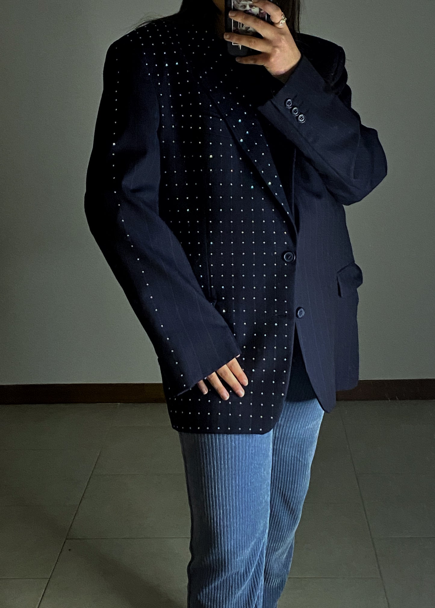 Blazer vintage blu rielaborato