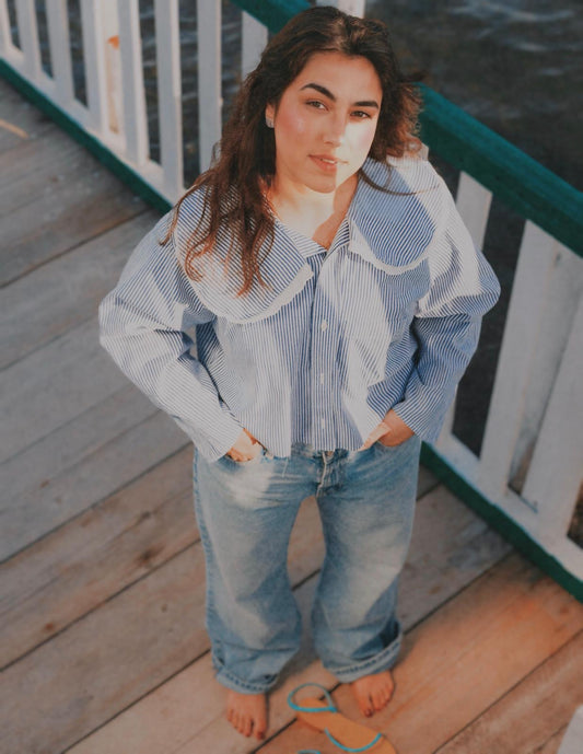 Camicia crop vintage rielaborata “Bridgerton”