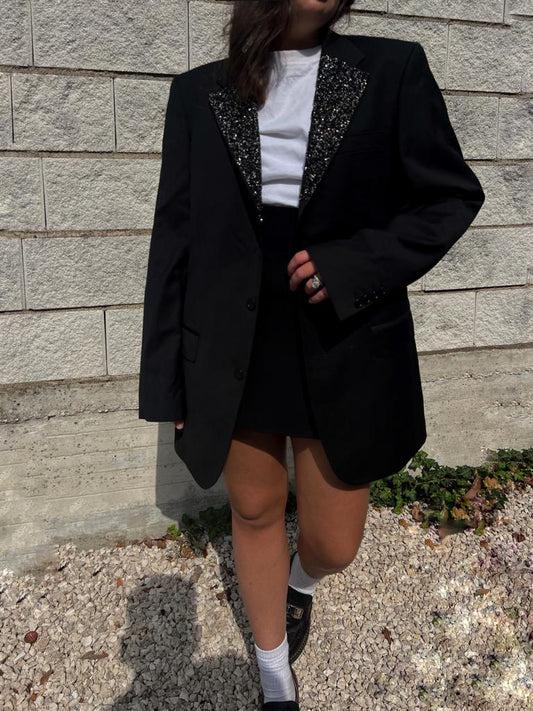 Blazer vintage nero rielaborato “Luxury”