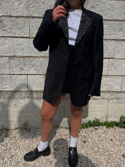 Blazer vintage nero rielaborato “Luxury”