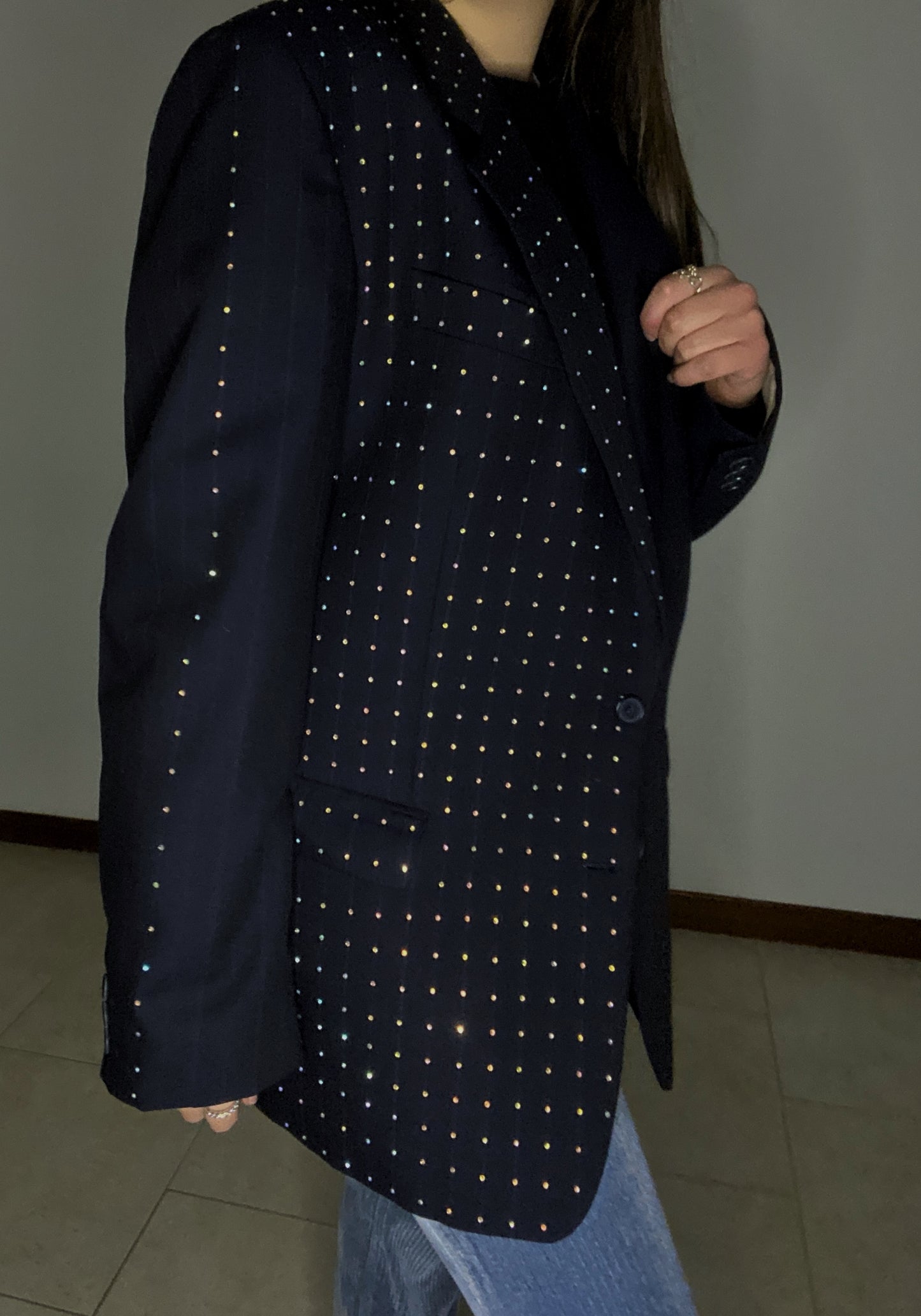 Blazer vintage blu rielaborato